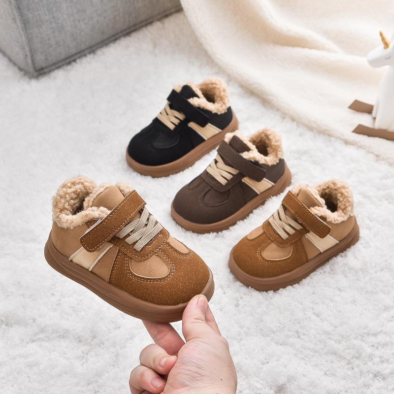 Kids' Fleece-lined Skate Shoes 2025: Boys' & Girls' Fashionable Autumn/Winter Lambswool & Cotton Casual Footwear