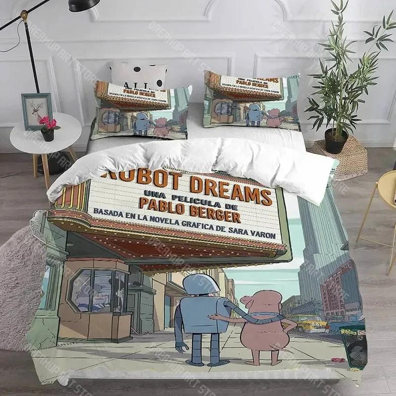 Cartoon Robot Dreams Bettwäschesets Steppdecke Tagesdecke Bettbezug Kissenbezugsets Kinder Erwachsenengröße Heimtextilien