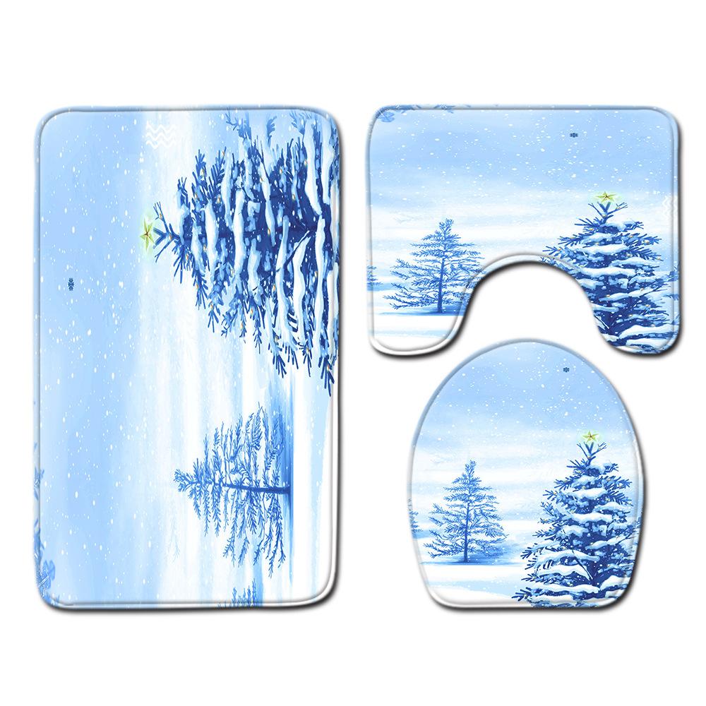 Christmas Bathroom Floor Mat Toilet Three-Piece Set