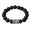 Volcanic stone Viking elastic beaded bracelet, natural stone beaded bracelet, popular handmade couple jewelry in Europe and America.