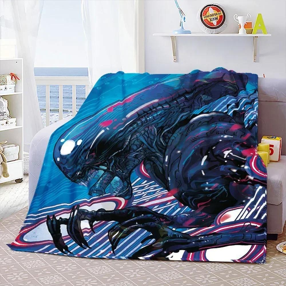 Weiche Überwurfdecke aus dem Film „Aliens“, Weltraummonster, bedruckt, Tagesdecke, Sofa-Couch-Bezüge, Reise-Camping-Decke, Geschenk für Kinder und Erwachsene