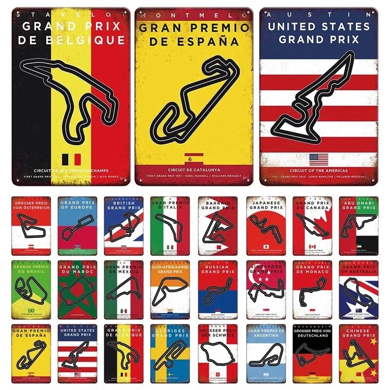 

Плакаты для гоночных треков My F1, Catalunya, металлическая жестяная вывеска, винтажный винтажный металлический постер, Ретро, ​​мужской, пещерный, Настенный декор