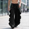 INCERUN Autumn Winter Men High Waist Solid Color Ruffled Casual Corduroy Long Pants
