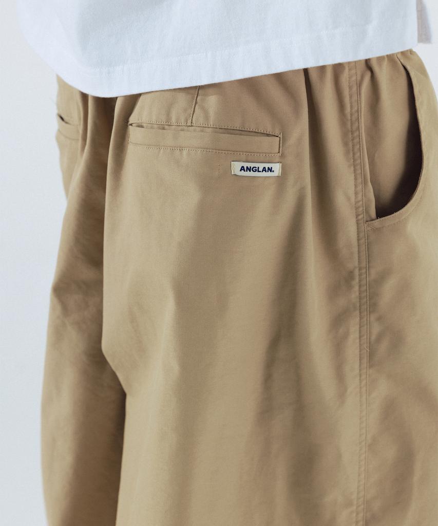 ANGLAN Unbalance Long Tuck Balloon Pants - Beige