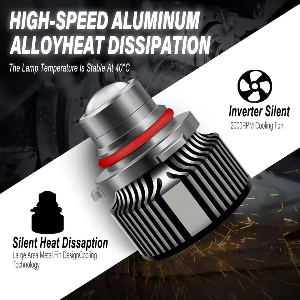 HB3 HB4 CSP Laser Lens LED Fog Light Bulbs Turbo Fog Lamp 3000K yellow Car 12V T3,2pcs.