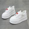 Platform white shoes women's 2025 spring new round head lace-up versatile height-increasing sports and leisure board shoes