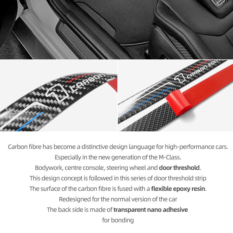 Carbon Fiber For BMW F20 Series 1 Door Sills Anti-Scuff Stickers Threshold Trim Strip Welcome Pedal Car Interior Accessories NM5