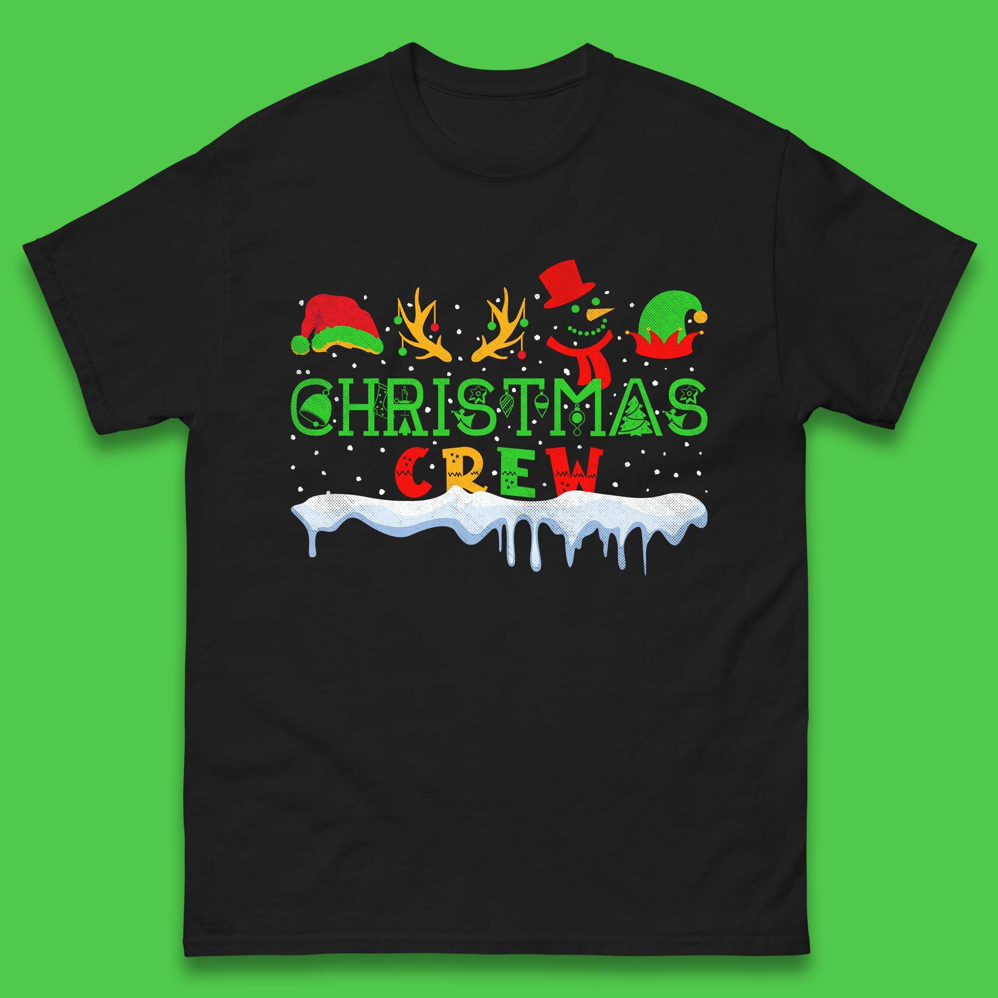 Christmas Crew Santa Claus And Friends Mens T Shirt Womens Tops Tees 4XL
