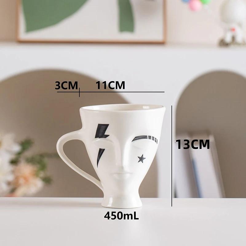 

Creative Human Face Ceramic Mugs Abstract Art Cup Dining Table Coffee Mug Milk Cups Afternoon Tea Teacup Fruits Juice Container 401-500ml