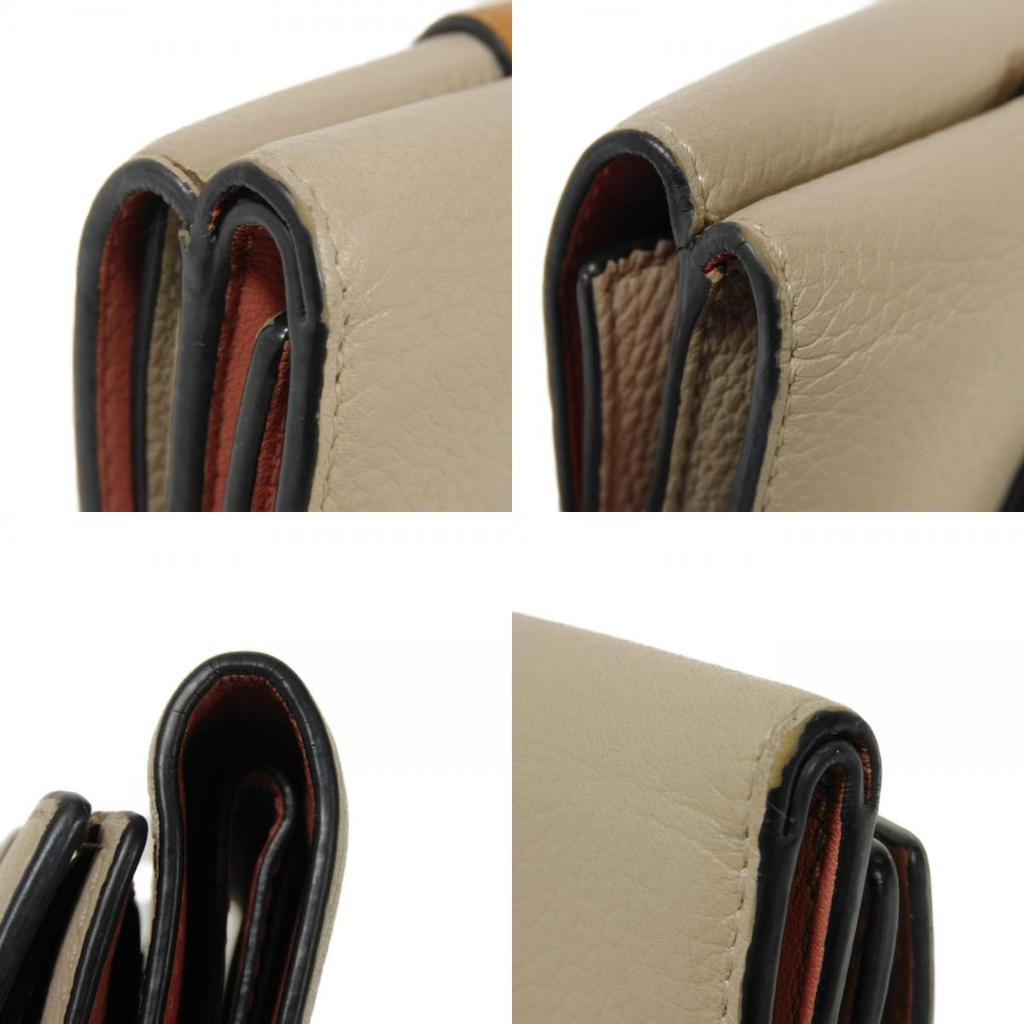 Used 12695 Trifold Wallet C660S26X03 7942 Honey Trio Color Greige Anagram Embossed Light Oat Unisex from Japan AUTHENTIC