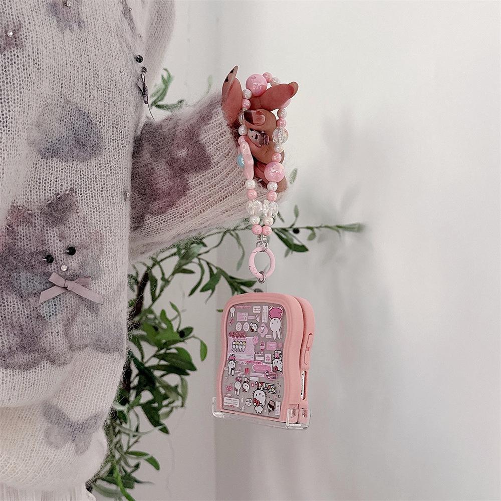 Hello Kitty Soft PC Phone Case with Lanyard for Samsung Galaxy Z Flip Series (7/6/5/4/3)