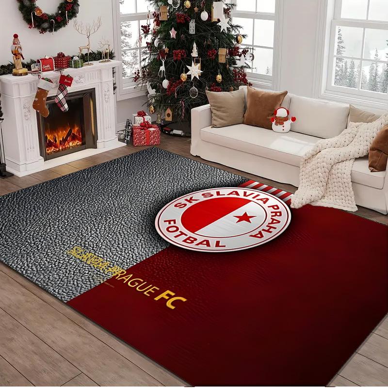 1PC rug Red And White Prague Football Carpet, Chair Rug,Area Rug for Office Bedroom living rooms bedroom, Doormat decor Christmas fan gifts