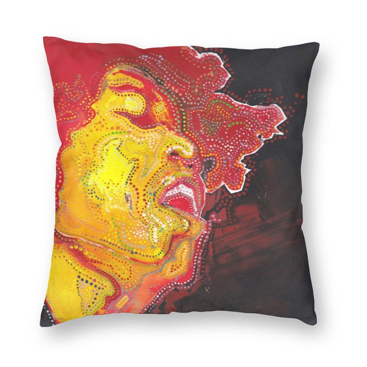 Jimi Hendrix Electric Ladyland Pillowcase Polyester Linen Velvet Pattern Zip Decorative Throw Pillow Case Bed Cushion Case Peach skin 18*18(CM)-1Pcs
