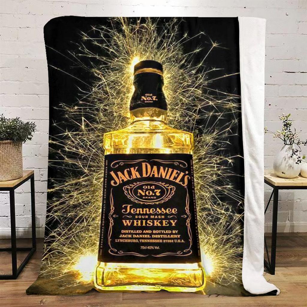 Jack Daniel's Sparkle Pluszowy Koc Miękki Wygodny Koc na Wszystkie Pory Roku Koc na Sofę Biuro Drzemki Koc Podróżny Zewnętrzny Idealny Prezent