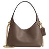 Brooklyn 23 Logo Corrente Alça de Ombro Bolsa Tote de Couro Transversal Média Bolsas Femininas Cinza Escuro CW614-B4CBD