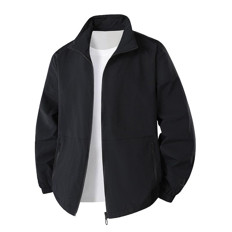 Men's Lightweight Spring/Autumn Sun Protection Jacket, Stand Collar, Loose Fit, Breathable, Plus Size for Middle-aged and Elderly
