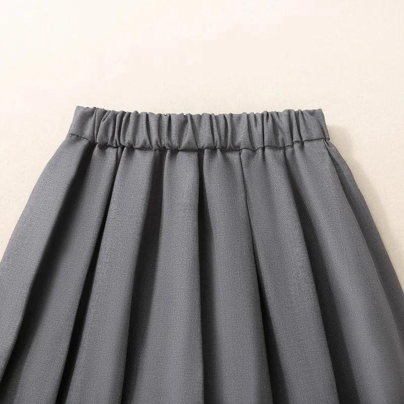 Teenage Girls Pleated Skirt Casual Grey School Skirt for Kids 2026 Spring Summer Simple Stylish Versatile A-line Short Skirt