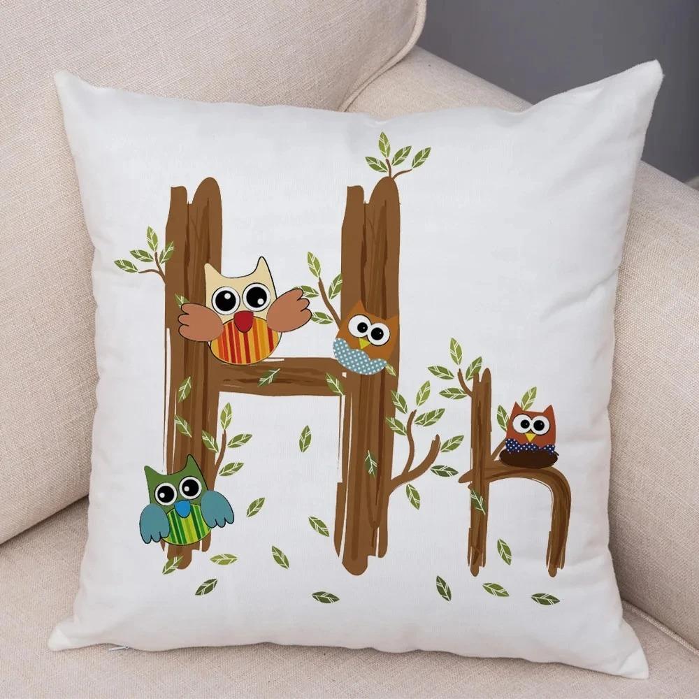 Owl Letter Decorative Pillowcase Car Ornaments Office Living Room Sofa Home Pillowcase