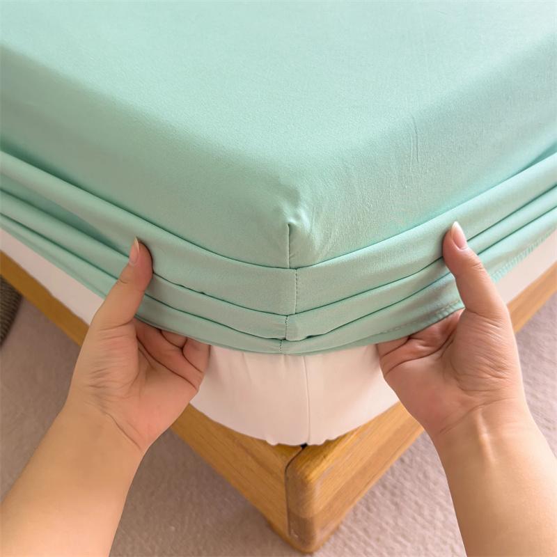 3PCS Bedding Set Fitted Bed Sheet With Elastic Band Solid Color Mattress Covers Protector For Single Double King Beds Single Double King Queen Beds