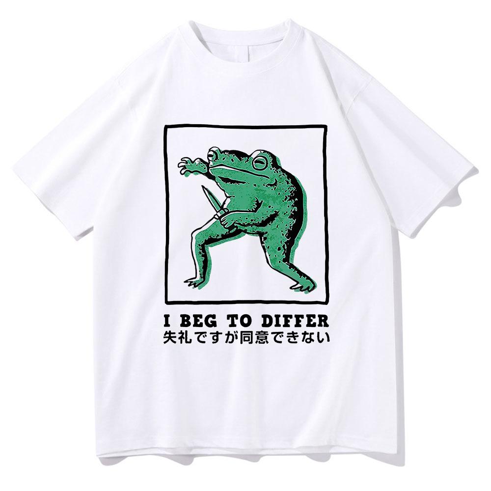 I Beg To Differ Frog T Shirt Funny Japanese Frog Retro Women Clothing Harajuku Clothes Summer Graphic T Shirts Tops