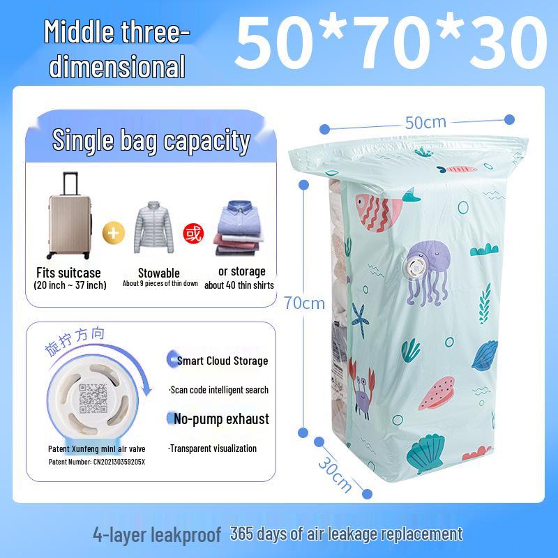 Taili Vacuum Compression Storage Bag for Clothes, Travel, Quilts, and Blankets - No Pump Required, Thickened Design.