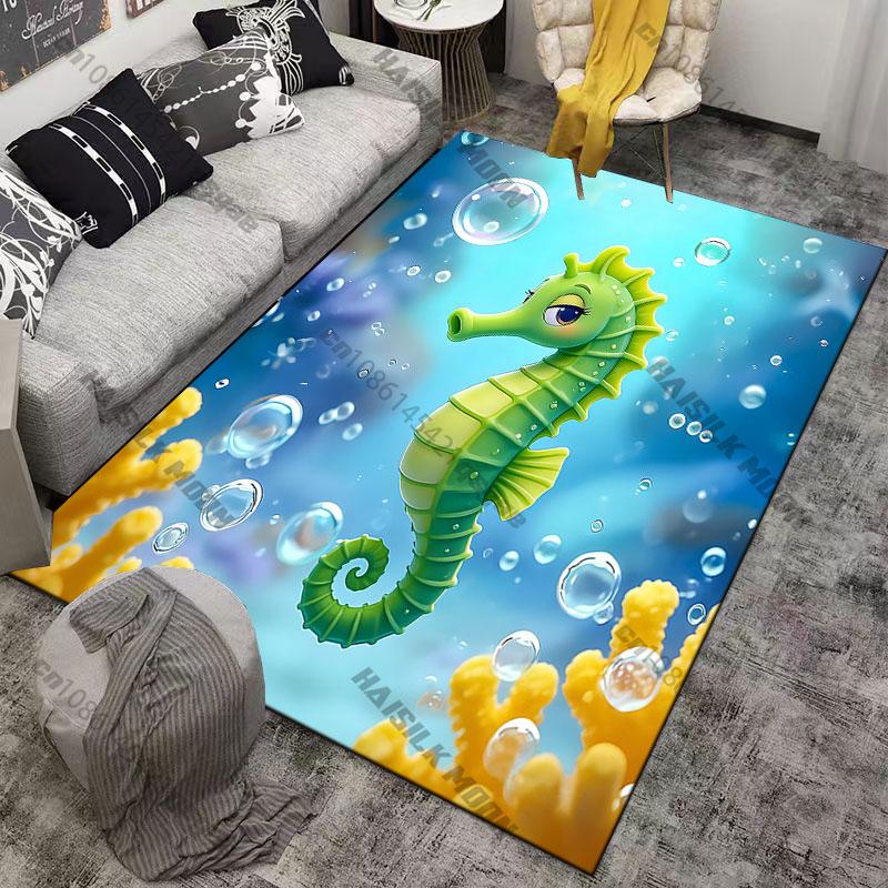 Happy crab underwater with flagcarpet Yoga living room room decor children's crawling mat doormat area rug games floor mat