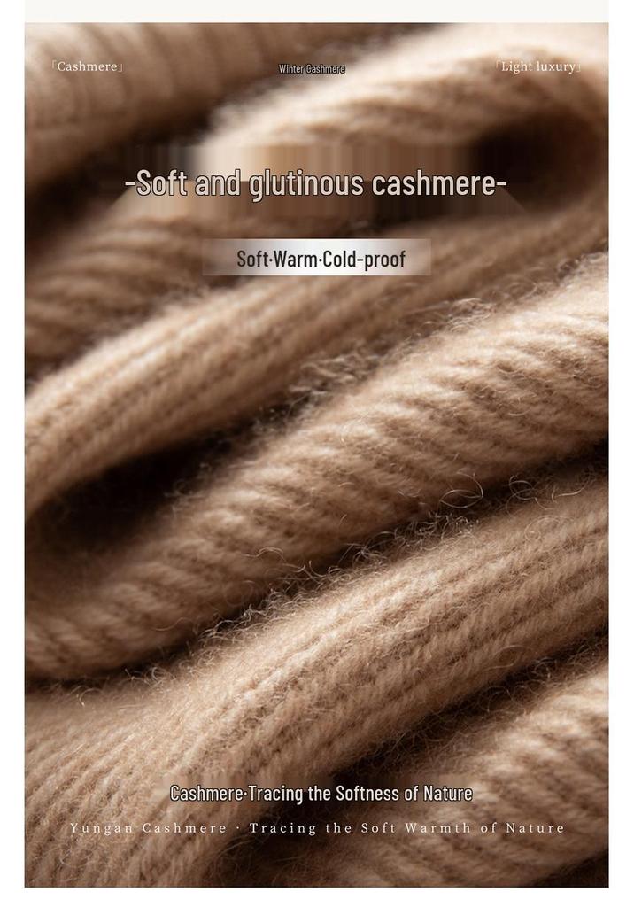 Women's Cashmere Half-High Neck Knit Sweater - Versatile, Loose-Fit, Slimming, Warm Base Layer