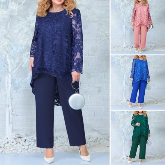 

1 Комплект Элегантная футболка Брюки Вышивка Привлекательная Свободная Выдолбленная