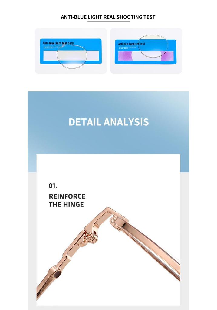 Anti-Blue Light Artistic Oval Metal Frame Prescription Glasses for Students