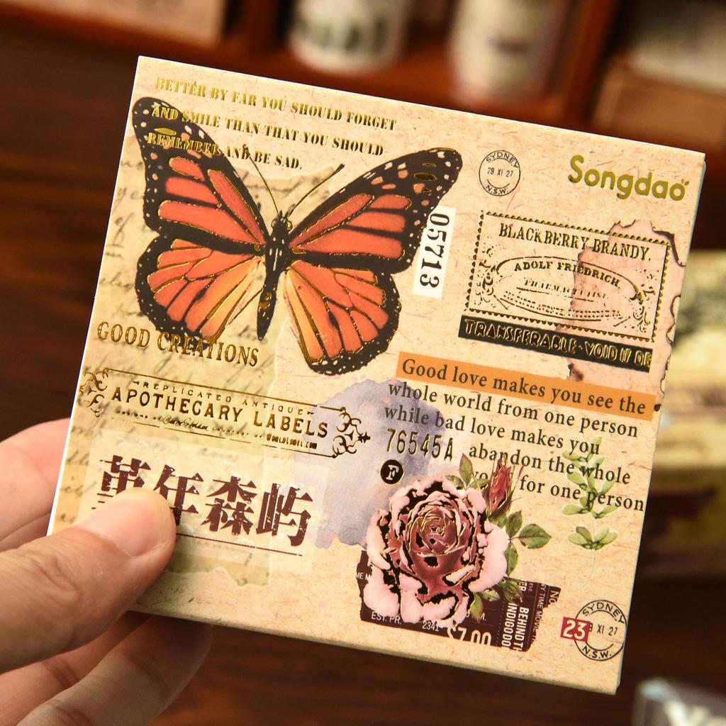 8pcs Retro Gold Washi Tapes Set Forest Nature Adhesive Masking Tape Diary Decoration Stickers