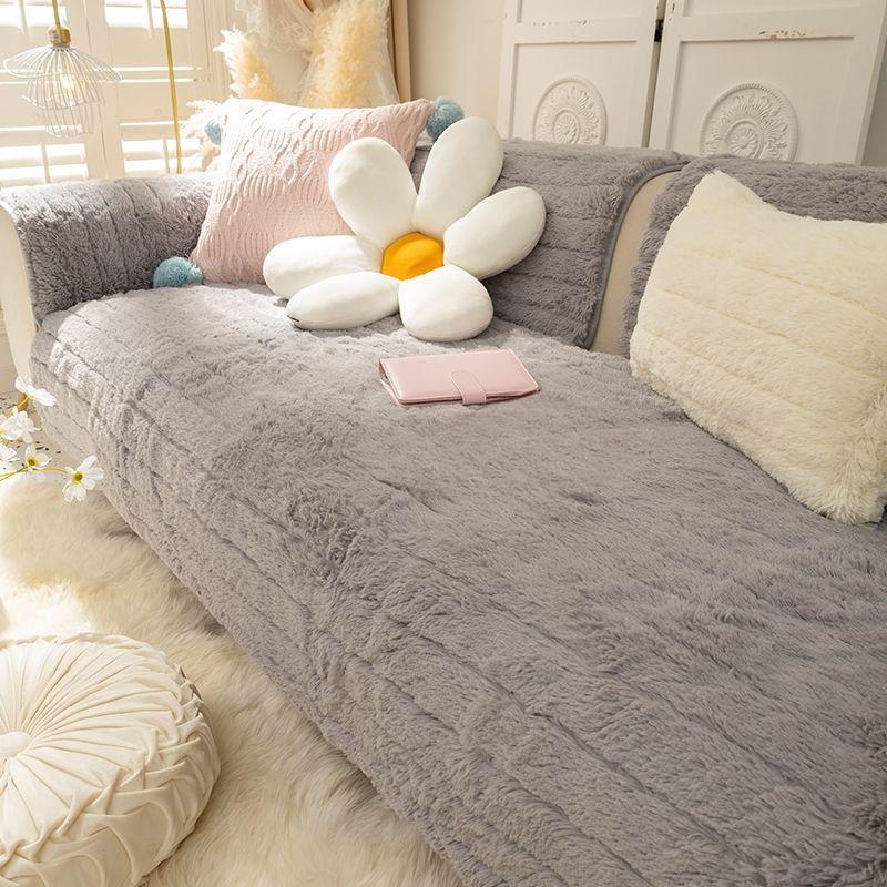 Winter-Ledersofakissen, verdickter Plüsch, rutschfester Bezug, für alle Jahreszeiten, universeller Winter, leichtes Luxus- und Schlichtheitskissen