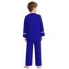 Kids Boys Church Performance Set: Long Sleeve Metallic Patchwork Top & Wide-Leg Pants with Elastic Waistband for Praise Dance