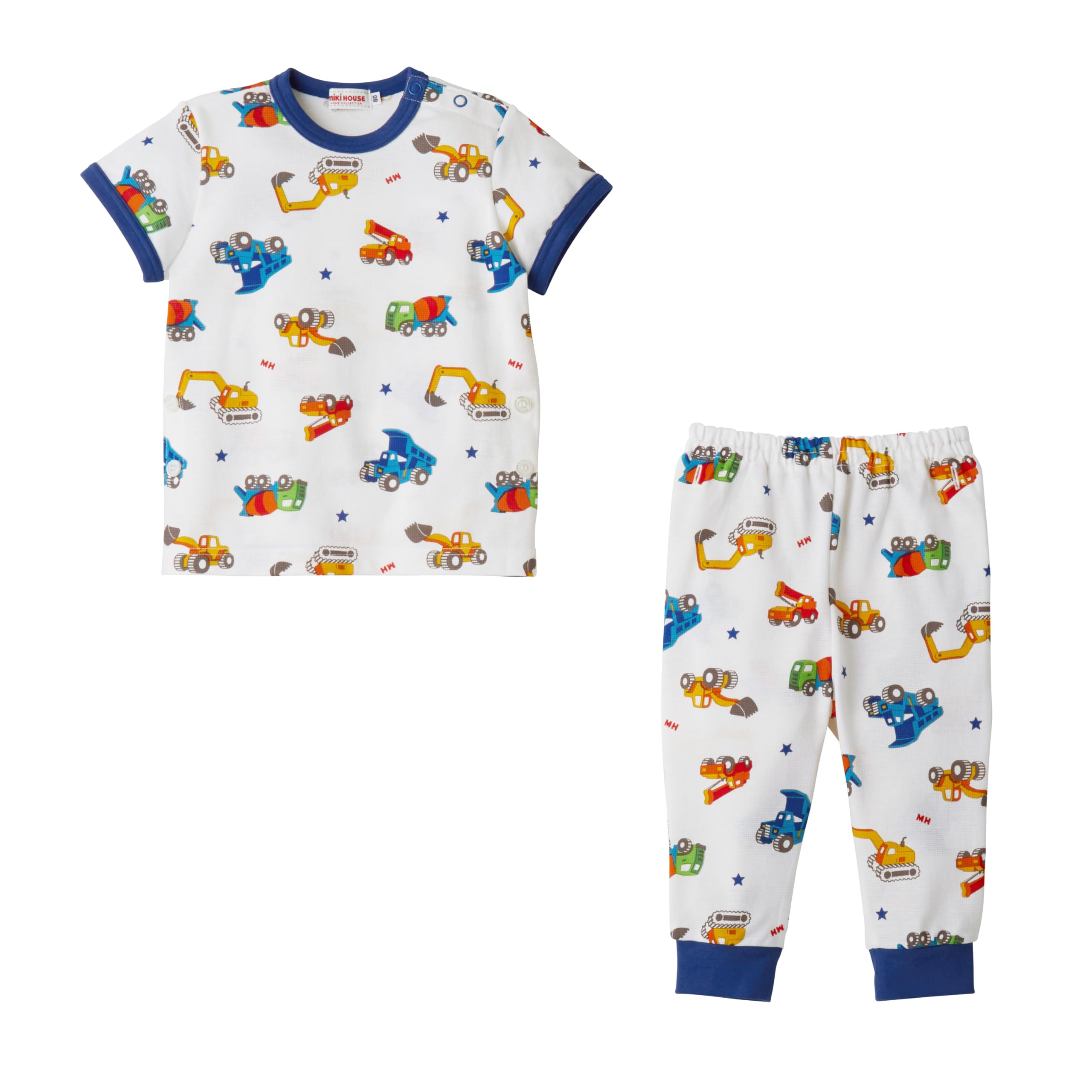 

Short Sleeve Made in White [Miki House] Pajamas, Roomwear, Car, Japan, Boys, Baby, Kids, Children s Clothing, Children s Pajamas, 12-7303-680, 110cm, білий