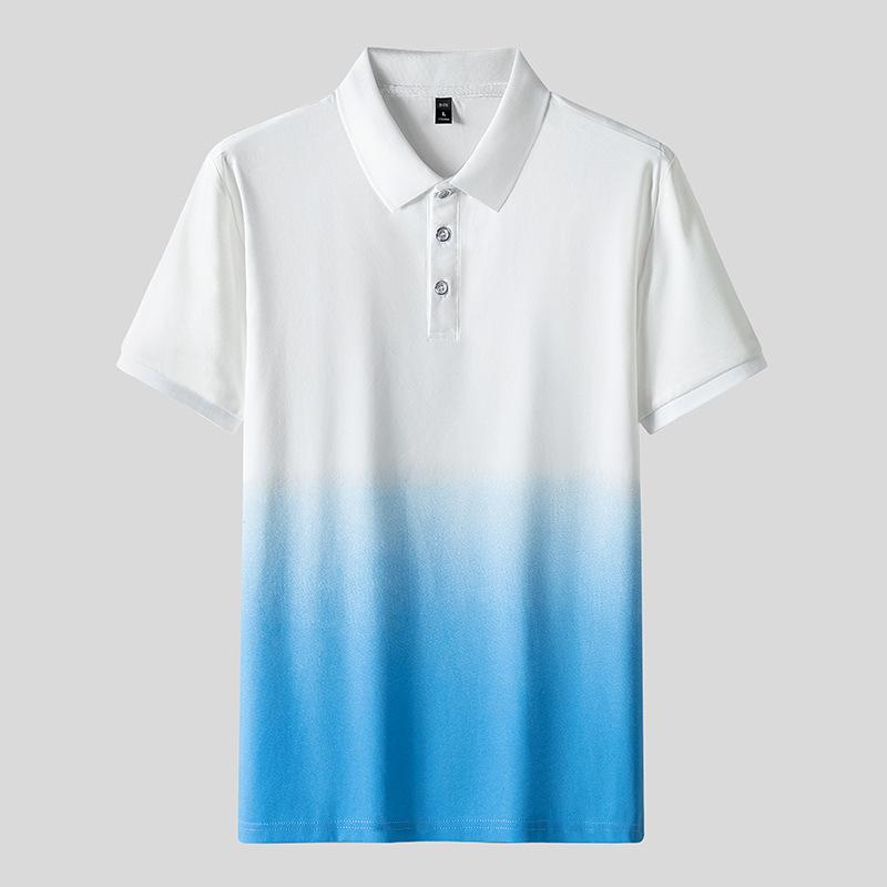 Sommerkragen Poloshirt Herren Gradient Kurzarmhemd Lässig Vielseitiges Oberteil Herren
