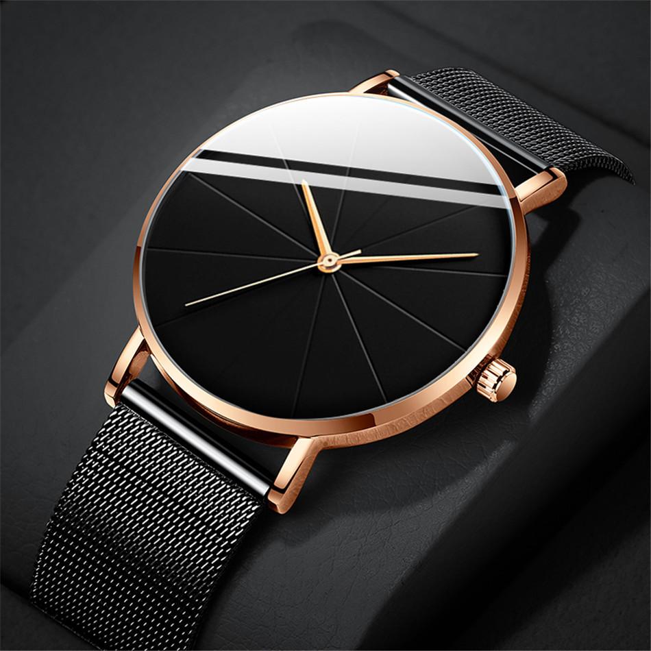 Light-luxury Men Business Watches Ultra Thin Stainless Steel Mesh Belt Quartz Watch for Man Male