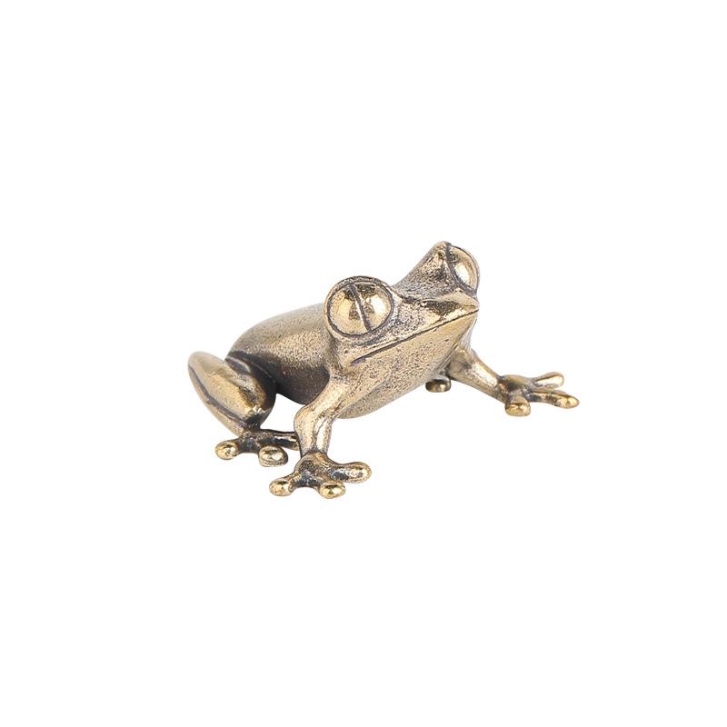 Retro Messing Mini Frosch Miniaturen Figuren Vintage Tierfigur Kröte Desktop Ornamente Heimdekoration Handwerk Tee Haustier Dekor