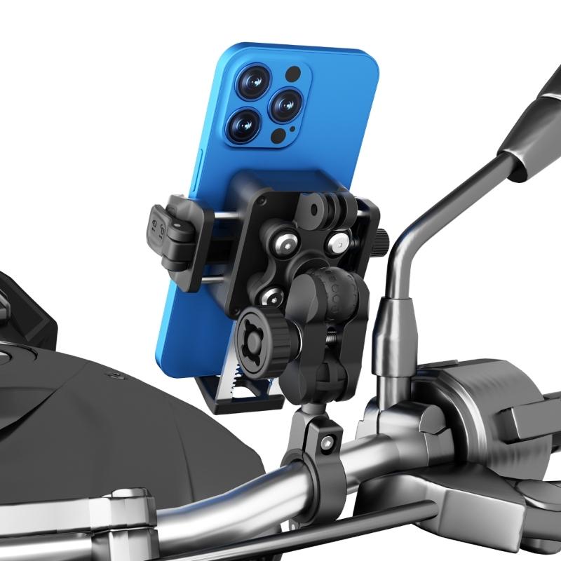 Motorcycle Phone Mount Holder Motorcycle Cellphone Mount, Bike Phone Handlebar Clamp with Anti Theft Lock