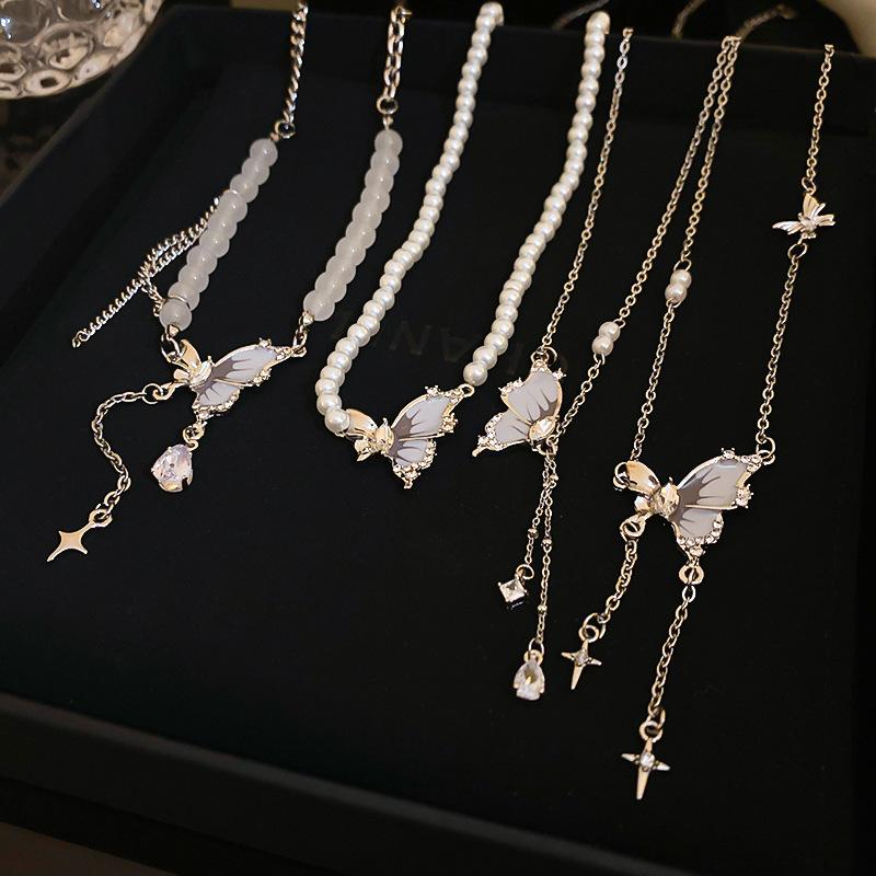 GemChic Women's New Exquisite Butterfly Crystal Zircon Necklace Fashion Sweet Clavicle Chain Birthday Christmas Jewelry Gift