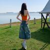 Fashion Summer Vintage Star Printed Denim Shorts For Women Thin Fabric High Waist Wide Leg Cropped Capri Pants Versatile Loose Straight Slimming