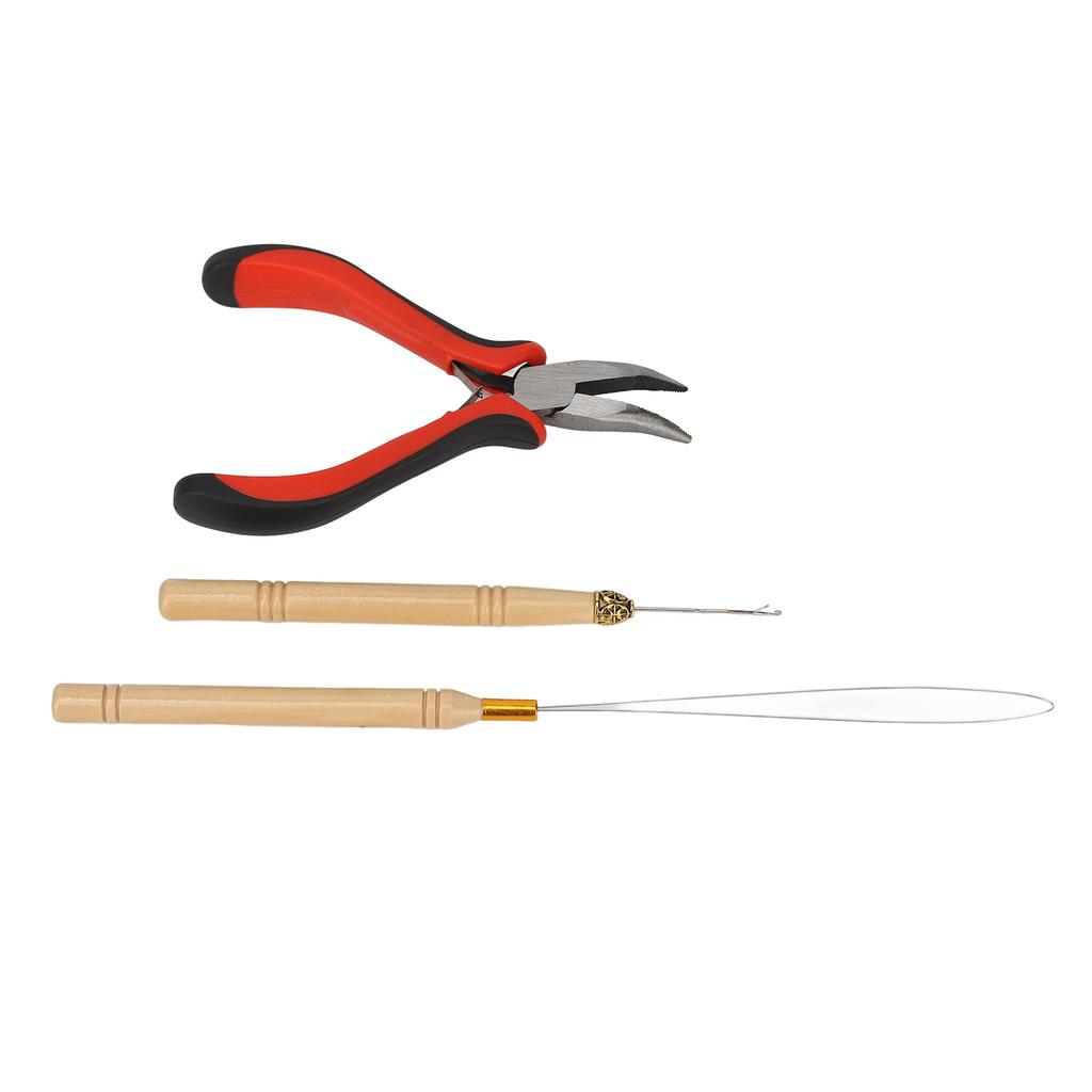 Hair Extension Tool Kit Plier Crochet Hook Pulling Needle Silicone Link Rings Beads Hair Styling