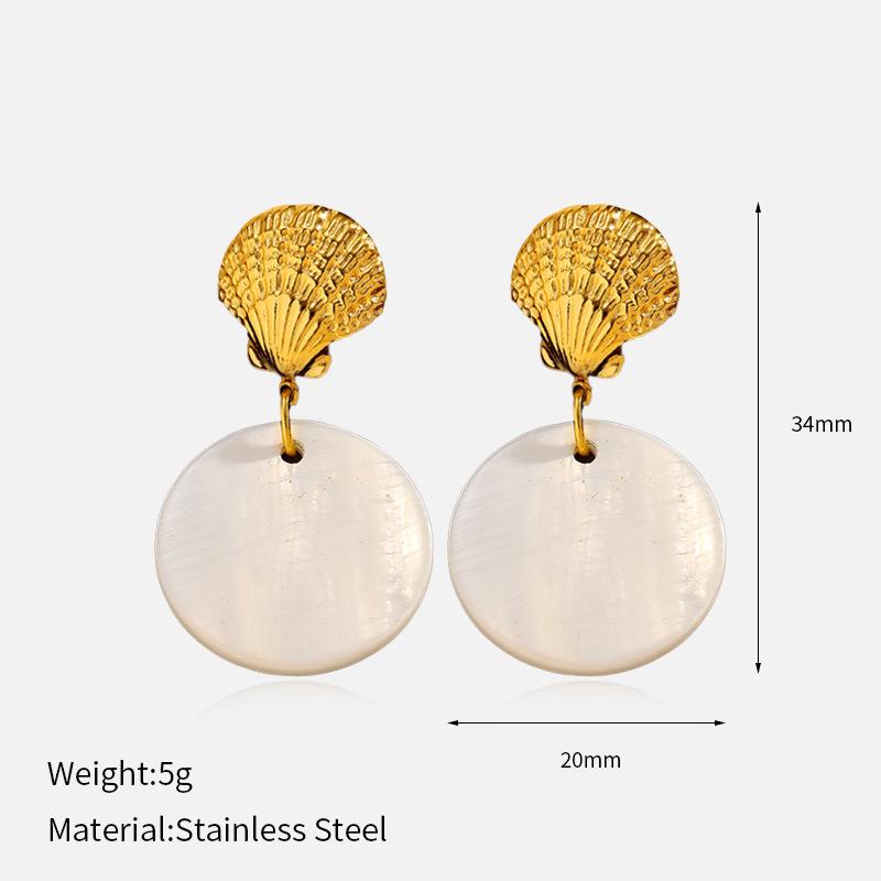 

Natural Shell Titanium Steel Earrings, Luxury Premium Temperament Stainless Steel Non-fading Minimalist Women Ear Jewelry 1