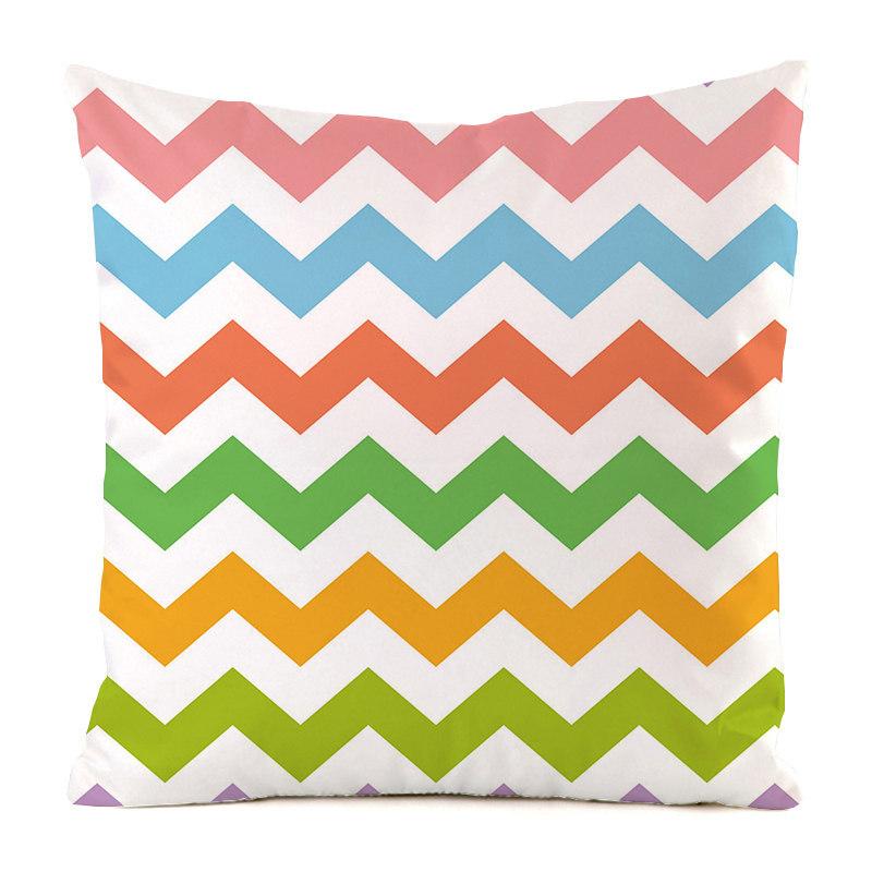 Nordic Geometric Colored Waves Digital Printing Short Plush Pillow Covers for Car Sofa Office Cushion Cover Home Goods