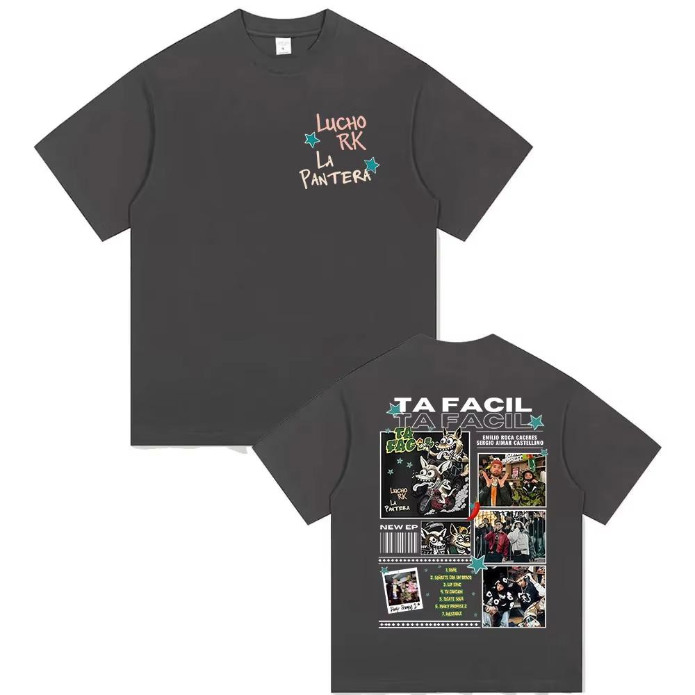 

Ta Facil La Panter Lucho Rk Tour Merch T Shirts Men Hip Hop Pop Music Short Sleeve T-shirts Women Cotton T-shirt Streetwear 3XL