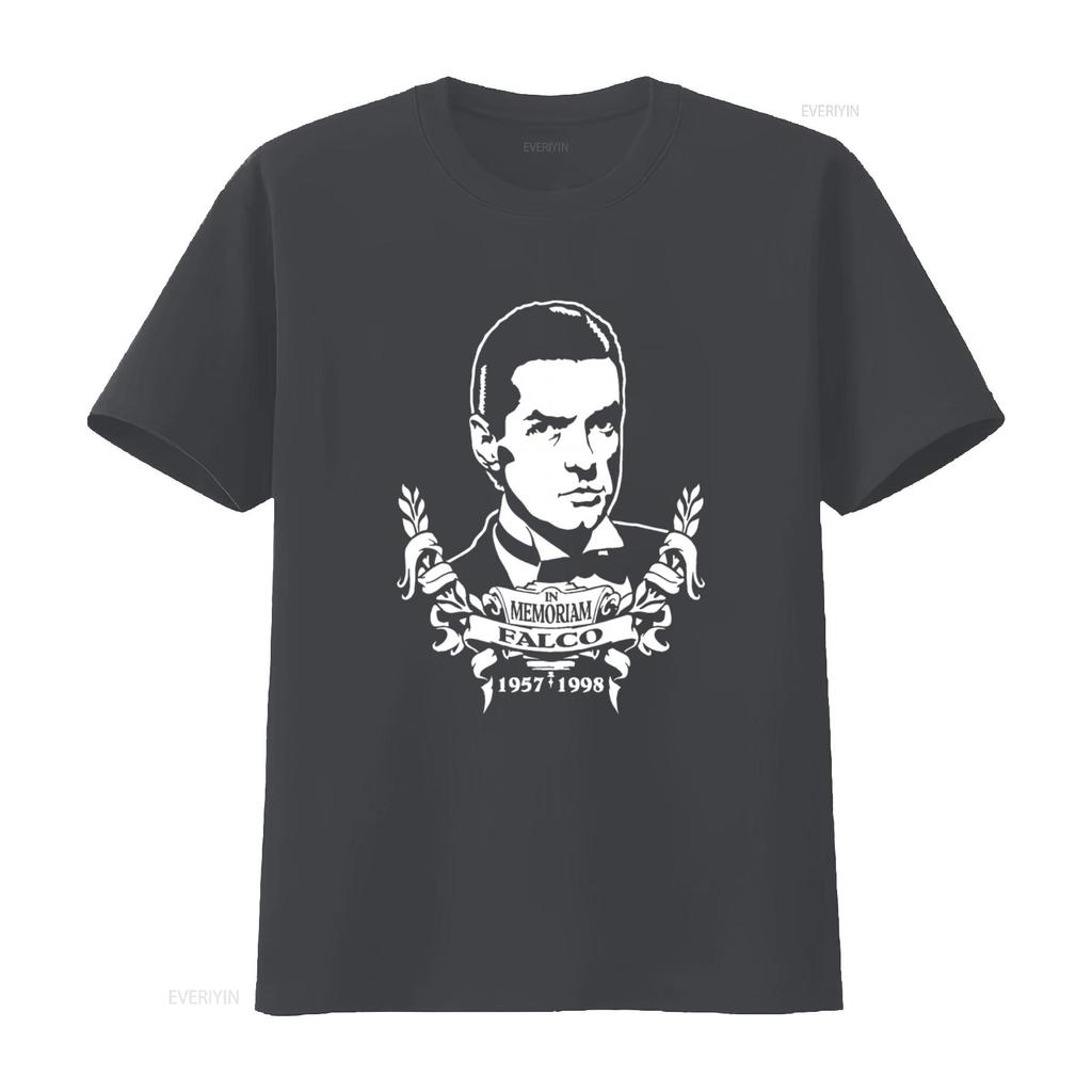 In Memoriam Falco 1957 1998 T Shirt Print Tribute Design Vintage Washed Versatile Streetwear Homme Casual Top For Everyday Wear