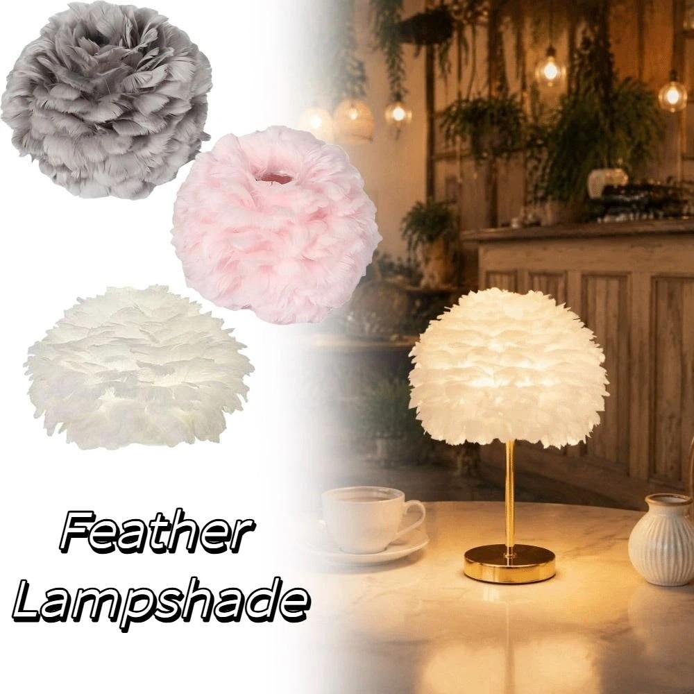 Soft Decorative Feather Lamp Shade Nordic Style Pendant Light Shade Bedside Table Lamp