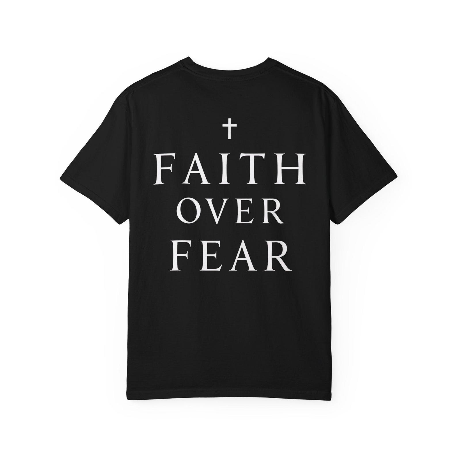Faith Over Fear T-Shirt, Minimal Cross Christian Tee, Unisex Soft Cotton Streetwear L