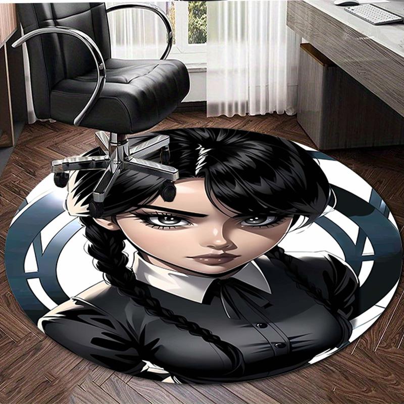 1pc Addams Family Wednesday3 Design Printed Area Round Carpet for Bedroom Living Room Home Decor Rugs Mat Non Slip Mat Rug for Bedside
