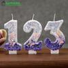 Sparklers Birthday Candle 1 Year Girl Birthday Candles for Cakes Purple Butterfly Number Cake Topper Party Decor