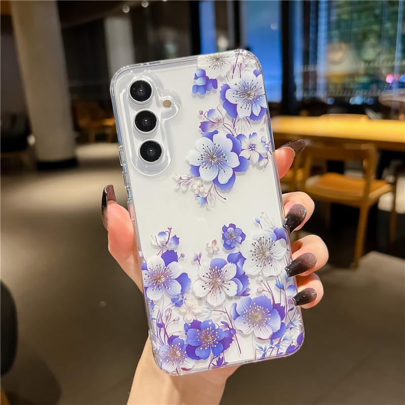 Suitable for Samsung S24 Ultra Mobile Phone Case S23 Laser Flower A55/A15 Electroplated Imd Double Sided Coating Cover