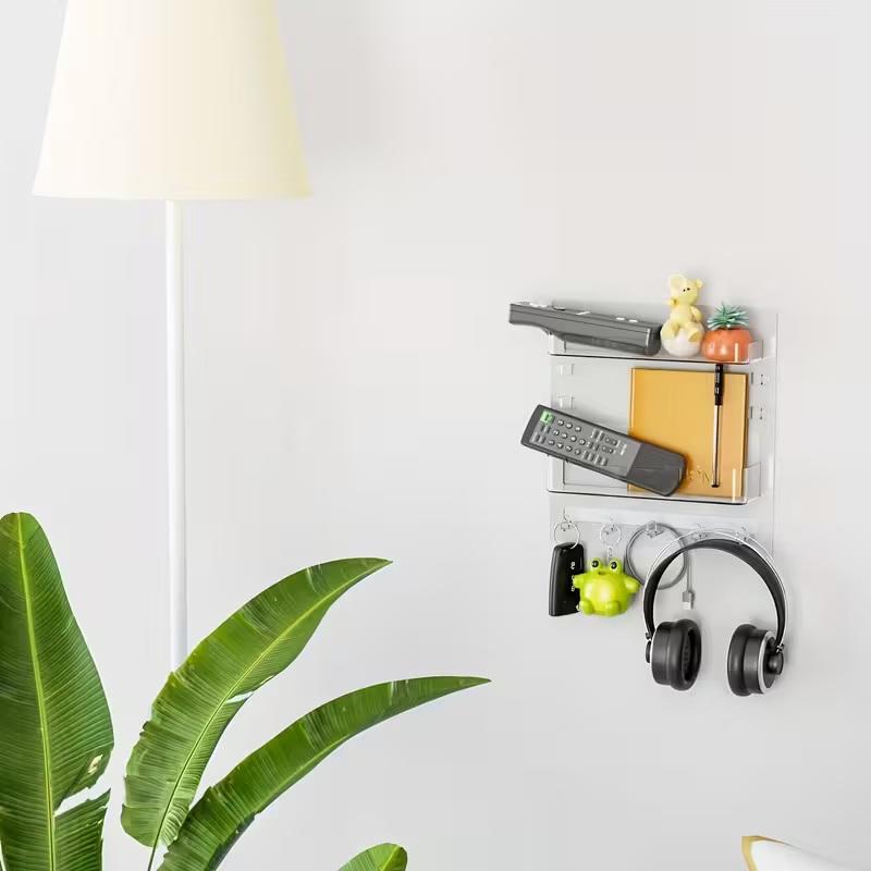 Bedside Wall Storage Rack, Sticky Installation, Cute Room Decoration, Data Cable Key Storage Box, Remote Control Wall Mount